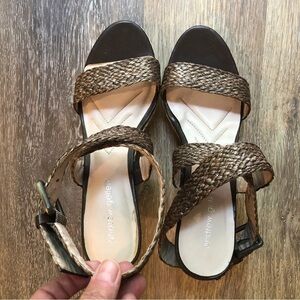 Andrew Geller Mix Womens Espadrille Wedge Sandal Size 9.5 Woven Ankle Strap Boho